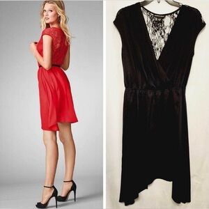 Victoria's Secret Vintage Satin Slip Wrap Dress Lace Back Y2K Flowy Black Sz XS